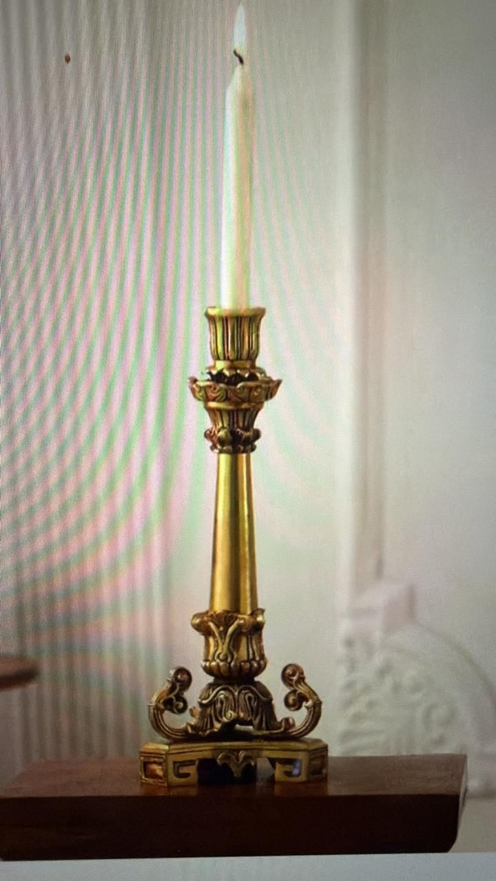 Antique brass candle stand display
