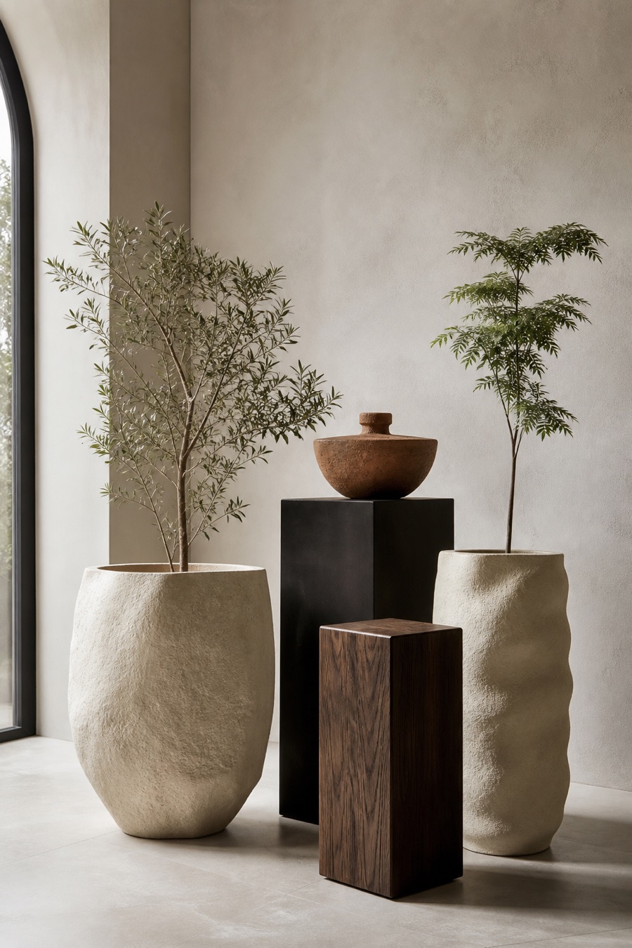 Sculptural planters and display pedestals
